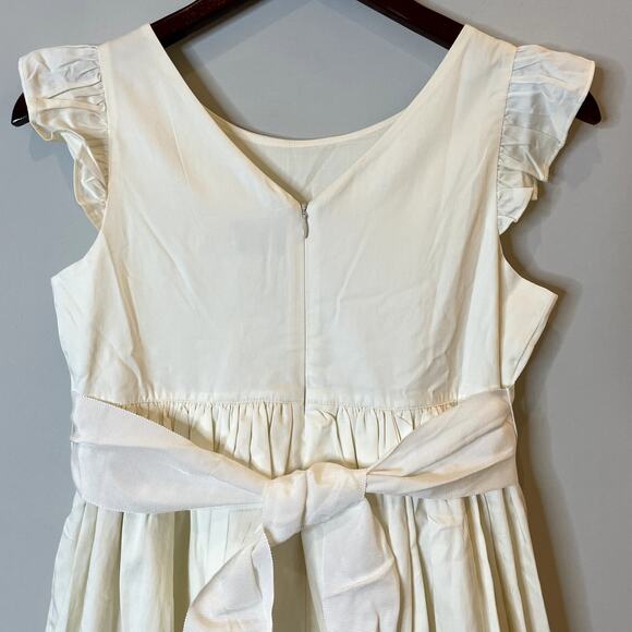 J.Crew Flutter Sleeve Maxi Dress Cotton Sateen Bow Special Occasion BI927 Ivory - Picture 9 of 16